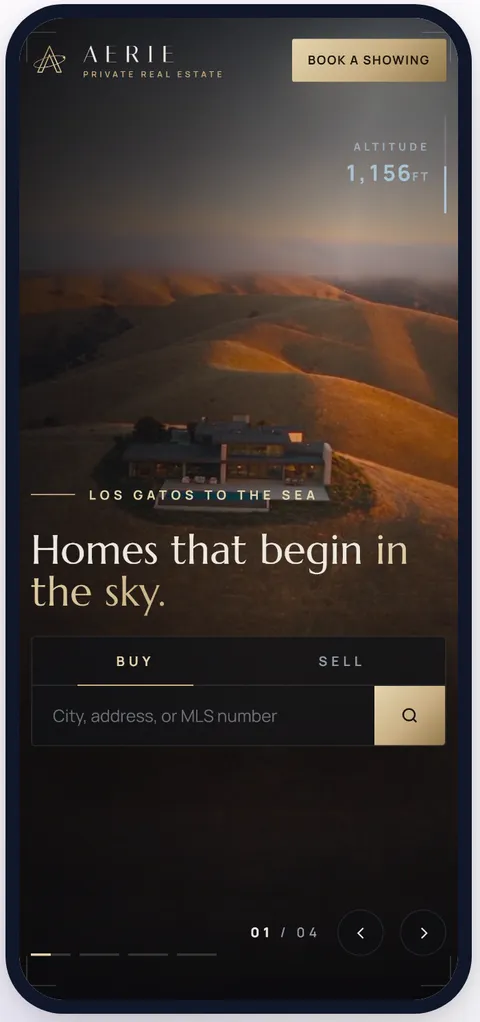 The luxury real estate website concept on a phone